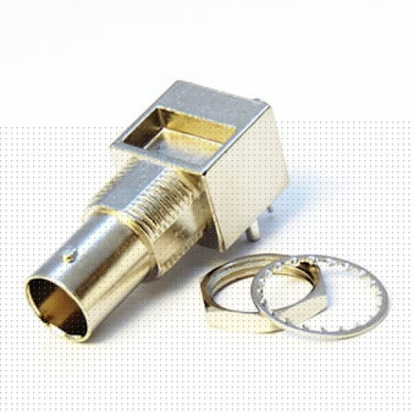 BNC板端接PCB板母頭彎式穿墻連接器75歐姆鍍鎳}