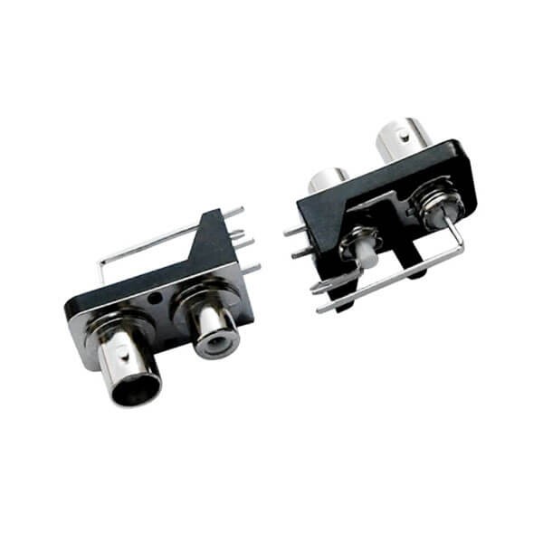 射頻pcb連接器帶RCA 絕緣同軸黑色塑膠外殼  彎式母頭