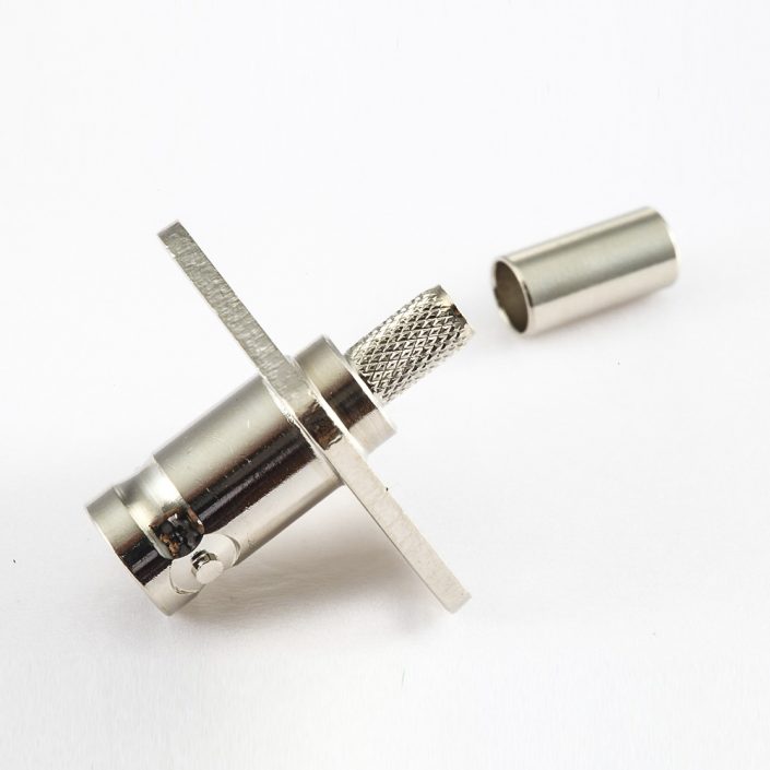 BNC連接器壓接接線面板安裝4孔法蘭母頭直式 BNC連接器壓接接線面板安裝4孔法蘭母頭直式