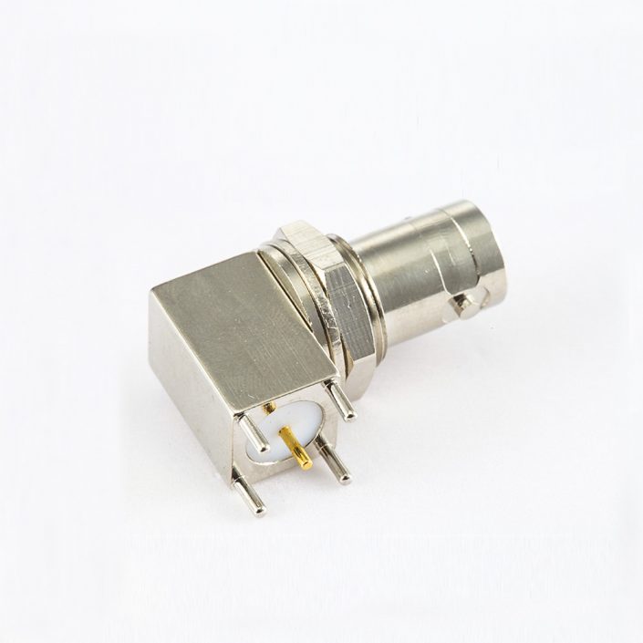 BNC75歐姆母頭彎式焊接PCB板的座子 BNC75歐姆母頭彎式焊接PCB板的座子