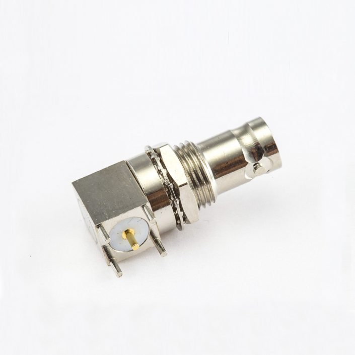 BNC50歐姆彎式母頭焊接PCB板的座子 BNC50歐姆彎式母頭焊接PCB板的座子
