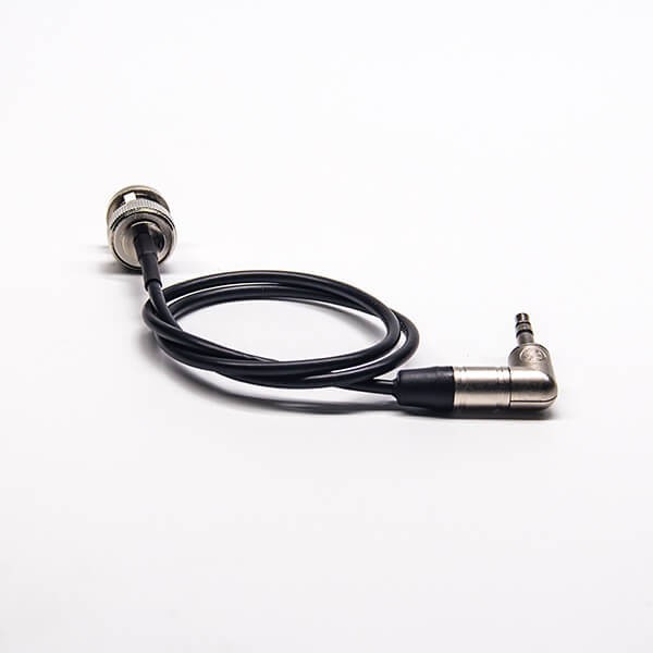 BNC轉(zhuǎn)3.5mm線(xiàn)75ohm BNC直式公頭轉(zhuǎn)紐崔克90度3.5mm接頭接RG174線(xiàn)40CM