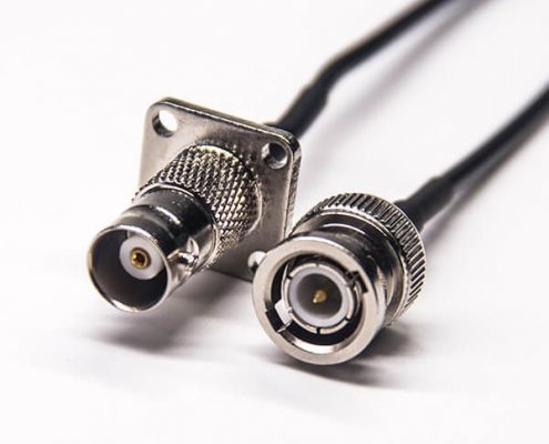 全銅bnc母頭帶法蘭直通轉bnc直公頭接RG174