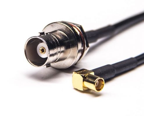 bnc穿墻座子母頭后鎖板轉(zhuǎn)MCX彎母頭接RG174線