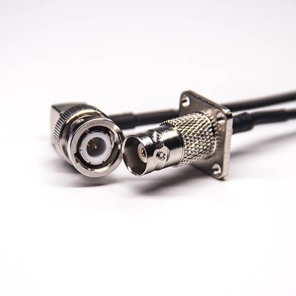 線纜接頭bnc四孔法蘭母頭轉bnc彎公頭接RG174 線纜接頭bnc四孔法蘭母頭轉bnc彎公頭接RG174