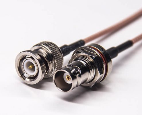 直式螺紋bnc公頭轉(zhuǎn)bnc前鎖板防水母頭同軸線纜接RG316