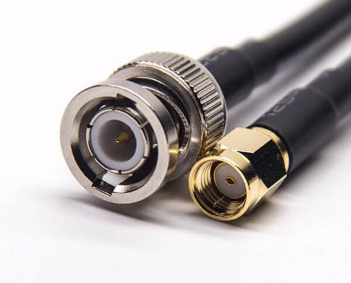 BNC信號線180度直式公頭轉(zhuǎn)SMA反極公頭直式同軸線纜接RG223 RG58