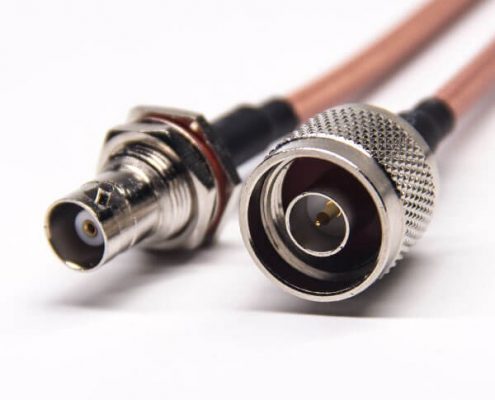 bnc接頭防水180度母頭轉N型公頭接RG142線材