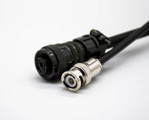 BNC接口公頭轉(zhuǎn)MS3106A10SL-4S直式2芯母頭接RG58線長(zhǎng)100CM